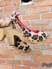 Boden Leopard Calf Hair Studded Wooden Platform Heels Sandals EU 39 US 8 — photo 2