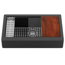 Karran USA QARWS-740 Quartz QARWS Series 34" Farmhouse Single - Black