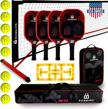 Complete Pickleball Set: 4 Paddles, Net, Balls, Markers  Bags Included 