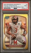 2022 Bowman University #3 Taulia Tagovailoa Yellow Refractor /75 PSA 9 MINT