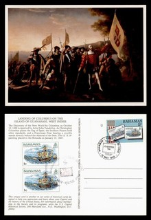 DR WHO 1986 BAHAMAS FDC #597 AMERIPEX 86 LANDING OF COLUMBUS PC w33459