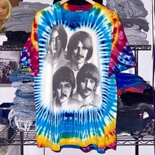 Vintage 80s/90s The Beatles Multicolored Tie Dye Classic Band Concert Tee XL