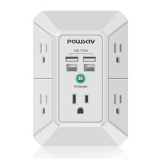 5-Outlet Power Strip with 4 USB Ports - Surge Protector for Home, Office, Sch...