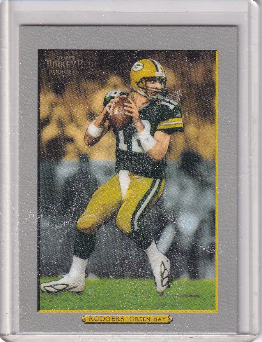 Aaron Rodgers Rookie Packers - Jets - Steelers 2005 Topps Turkey Red #221