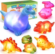 Baby Bath Toys for Toddlers 1-5, 6 Packs Light Up Floating Dinosaur Toys for ...