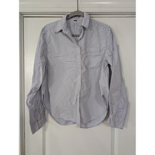 Free People Tie It In A Bow Oversized Cotton Shirt Blouse women's XS blue stripe