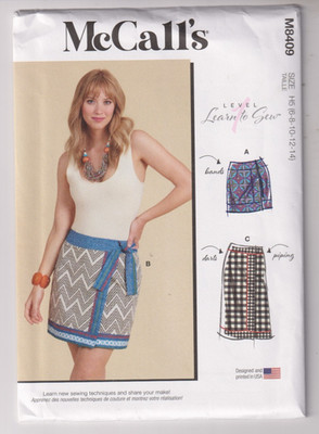 8409 McCALLS Learn to Sew Level 1 - Wrap SKIRTS - Sz 6/8/10/12/14