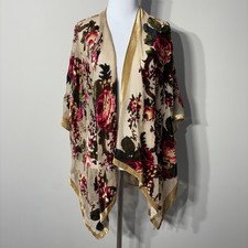 Burnout Velvet Floral Kimono Womens One Size Semi Sheer Open Front Boho Topper
