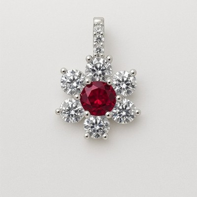 Anhänger  Ruby Petal    960 Argentium Silber