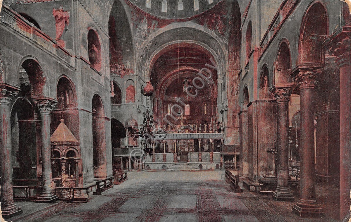 Cartolina Venezia Basilica di San Marco interno anni '20