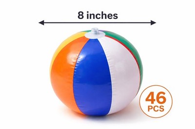 Beach Balls 8'' inch diameter, 46 count per box by Poplay, Brand New in Box