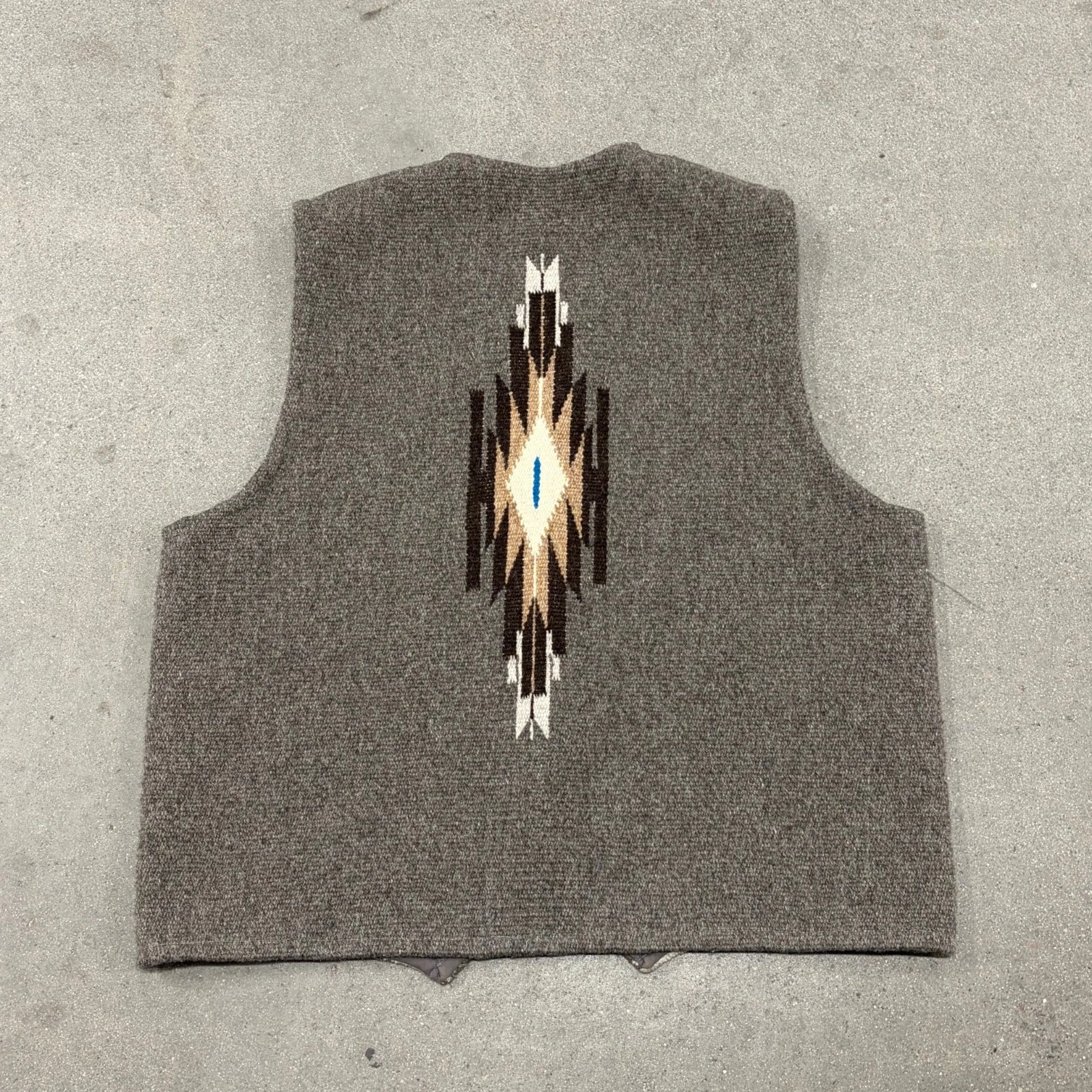 Vintage John R. Trujillo Chimayo Hand Woven Vest Mens Gray Wool Southwestern image 5