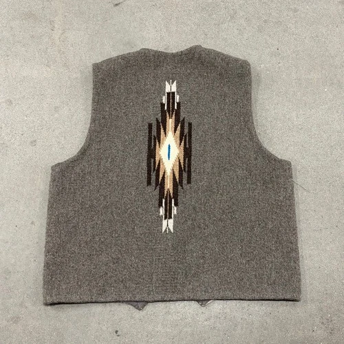 Vintage John R. Trujillo Chimayo Hand Woven Vest Mens Gray Wool Southwestern image 5