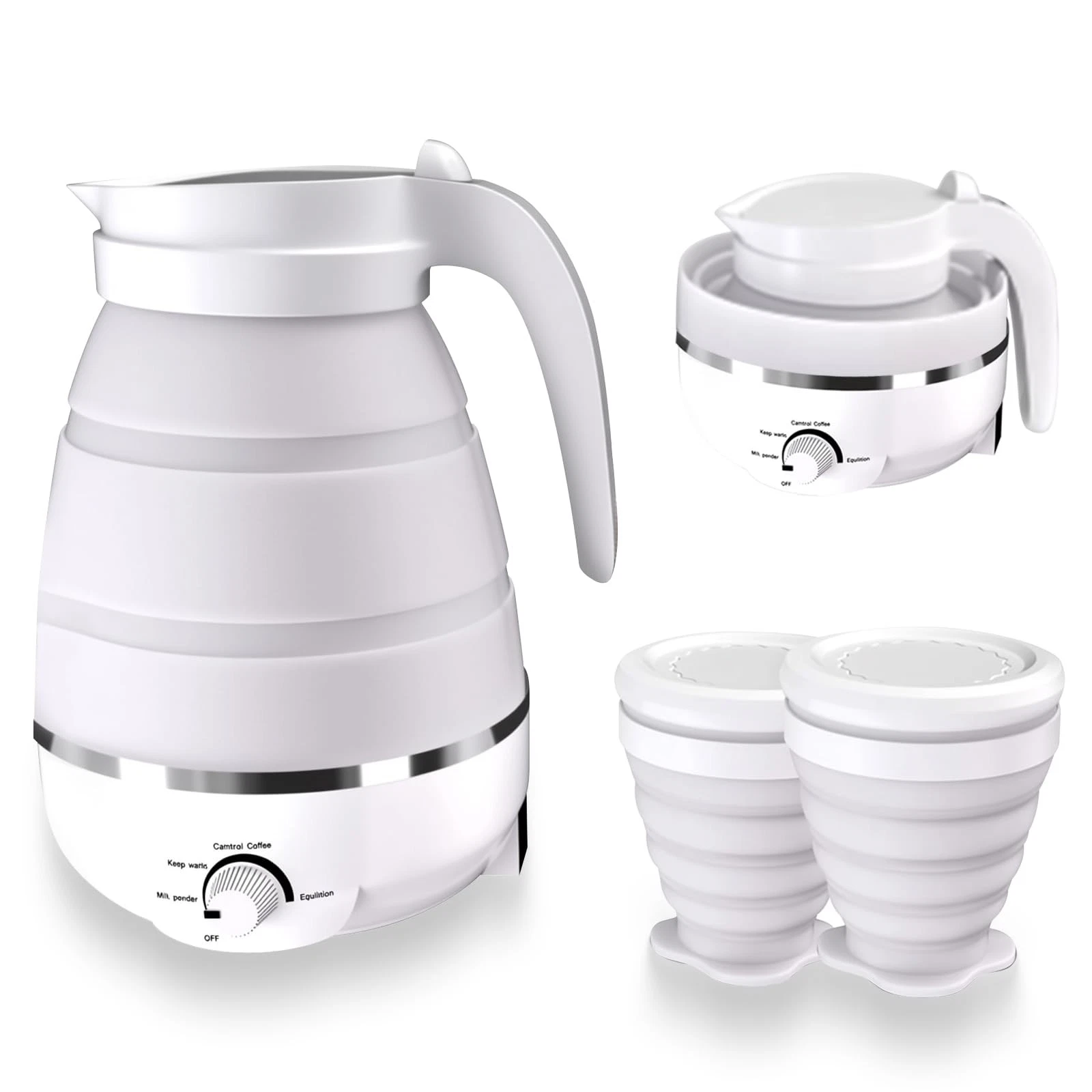 Collapsible Travel Kettle, Silicone Portable Water Boiler Kettle Electric 600...