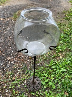 Antique Cast Iron Stand Fish Bowl Candy Dish Holder Ornate Round Base 37"