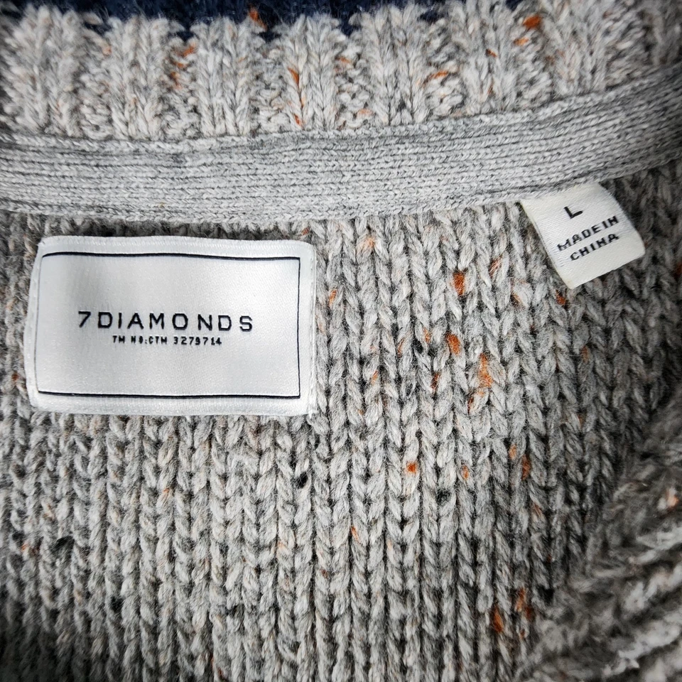 Suéter Pullover 7 Diamantes 1/4 Cremallera Grueso Tejido Para Hombre Grande Turnberry Informal Foto 3 de 4