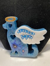 Blue  Floral  Dog  Angel  Memorial  Ornament    Handcrafted  Personalized  Pet  Keepsake