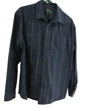 Docker's Men's L Twill Long Sleeve Button Front Shirt Blue Easy care cotton EUC