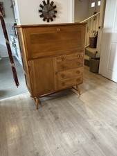 Vintage 1950’s Ercol Bureau/ Drinks Cabinet. Beautiful Tapered Legs. Elm Wood