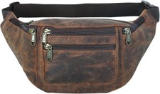 Premium Buffalo Leather Fanny Pack Waist Multifunction Hip Bum Bag Travel Pou