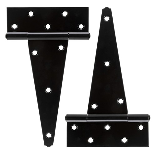 10 Inch T-Strap Heavy Duty Shed Door Hinges Gate Strap Hinges Black Tee Hinge...