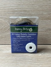 Merry Brite 25 ct Battery Operated Warm White LED Green Wire Fairy Lights 8 feet