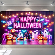 Halloween Ghost Pumpkin Banner 71X43 in Spooky Party Decor