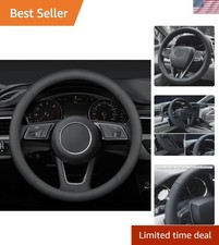 Black Microfiber Steering Wheel Cover 14.5-15 Inch For Safety Comfort Black Microfiber Steering Wheel Cover 14.5-15 Inch For Safety Comfort