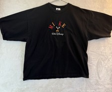 1990s Mickey Mouse T-Shirt Black Embroidered Mickey & Co XL Made In USA Boxy Fit