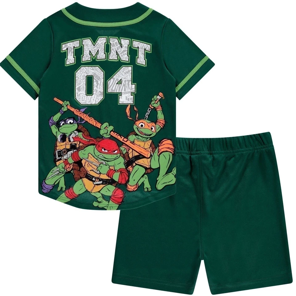 Camiseta deportiva de béisbol Teenage Mutant Ninja Turtles para niños y pantalones cortos ropa... Foto 2 de 4