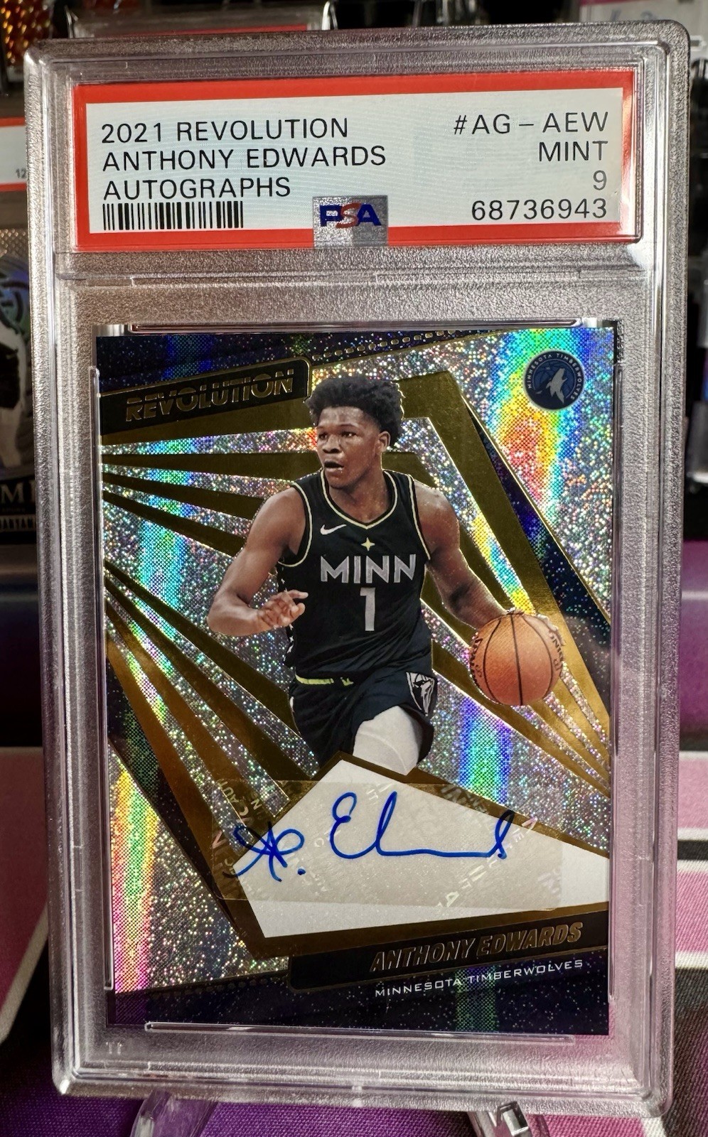 Anthony Edwards Autographed Signed Minnesota Timberwolves 2021 Revolution Auto s PSA 9 
