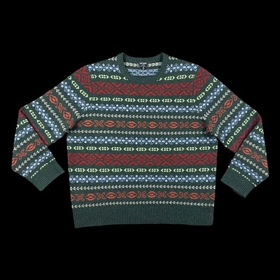 Todd Snyder Fair Isle Nordic Striped Sweater 100% Wool Crewneck Men Size 2XL EUC