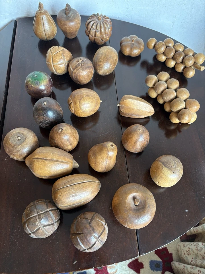 22 шт. деревянный резной фруктовый набор ручной работы середина века модерн - Изображение 2 из 4