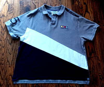 Quba Sails Mens Wide Stripe Polo Sailing Shirt #95 Size 2XL British Sailmakers