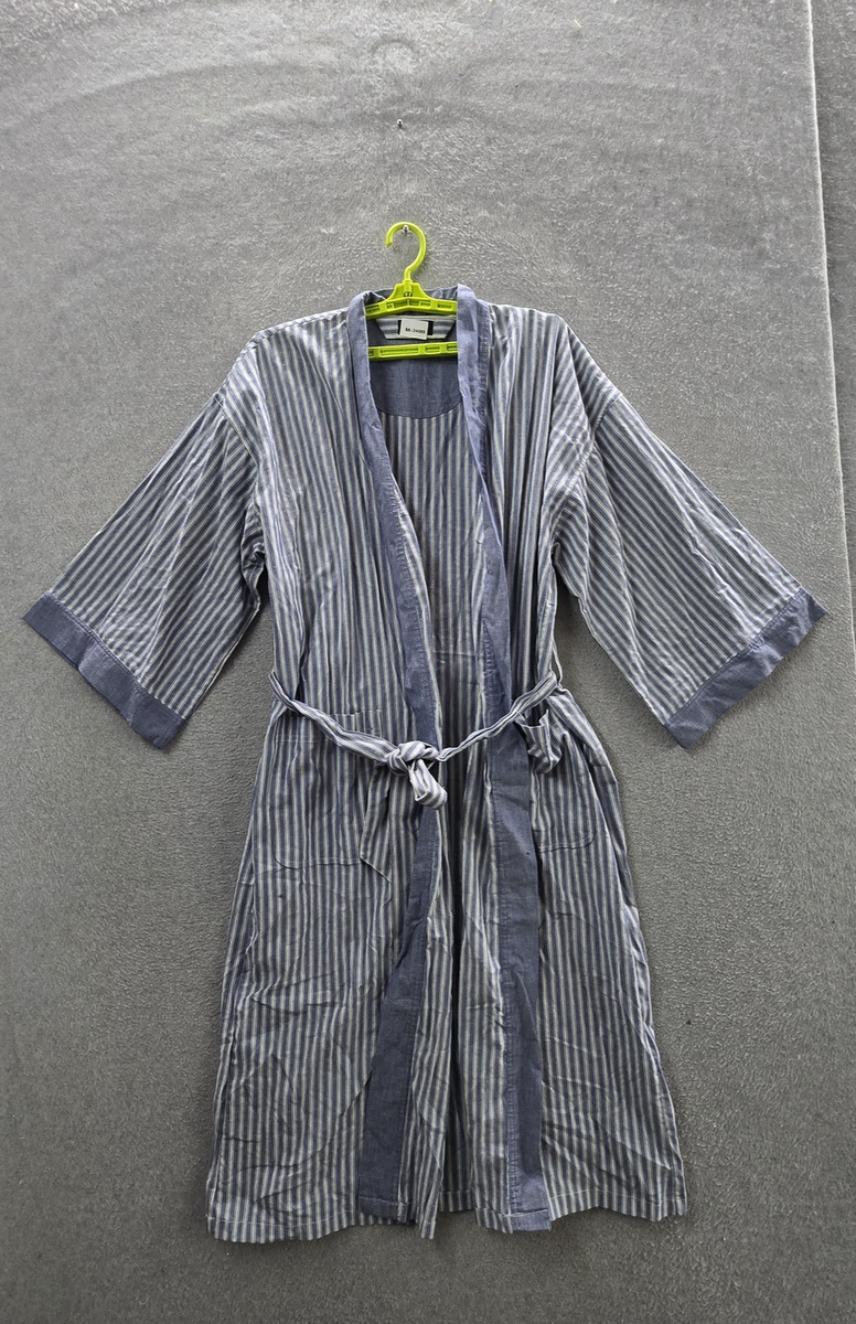 VINTAGE Christian Dior Men Sleepwear ONE SIZE Blue Robe Striped