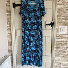 PURE COLLECTION Long Light Jersey Dress Turquoise Size UK12 Good Condition