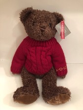 FAO Schwarz Brown Teddy Bear Red Sweater Plush Stuffed Animal Soft Toy 15 NWT