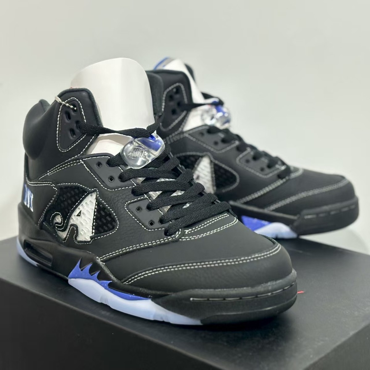 Awake NY x Air Jordan 5 Black Blue Basketball Shoes | eBay