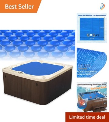 16-Mil Heavy-Duty Solar Blanket Cover for 6x6ft Hot Tub - Heat Retaining