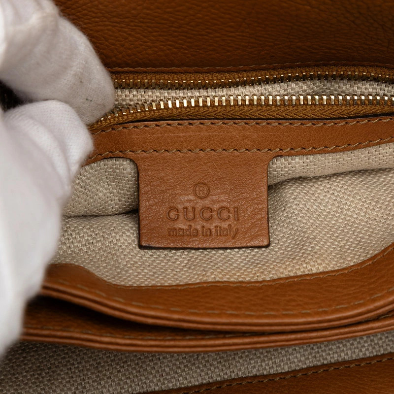 Gucci GG Canvas Tassel Marrakech Shoulder Bag 257024 Brown Leather