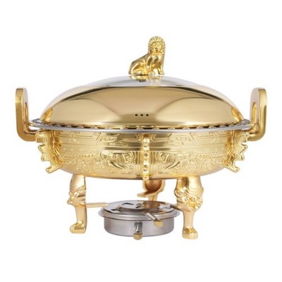 4 Pcs Gold Chafing Dishes Set Chinese Style Tripod Buffet Warmers with Lids Alco