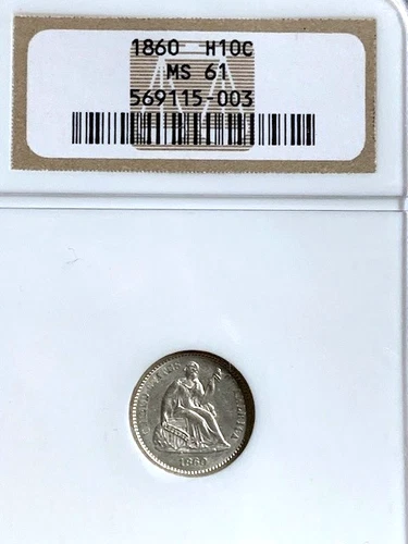 1860 H10C NGC MS-61 Seated Liberty Half Dime