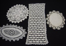 Vtg 4 Hand Crocheted Doilies Various Sizes  Sizes All White Granny Core Made