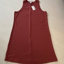Nine West XL Rust Ribbed Knit Sleeveless Tank Dress Knee Length Cotton