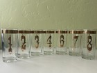 MCM 60s By the Numbers Dorothy Thorpe Highball Glasses 22 Karat Gold Detail READ — photo 1