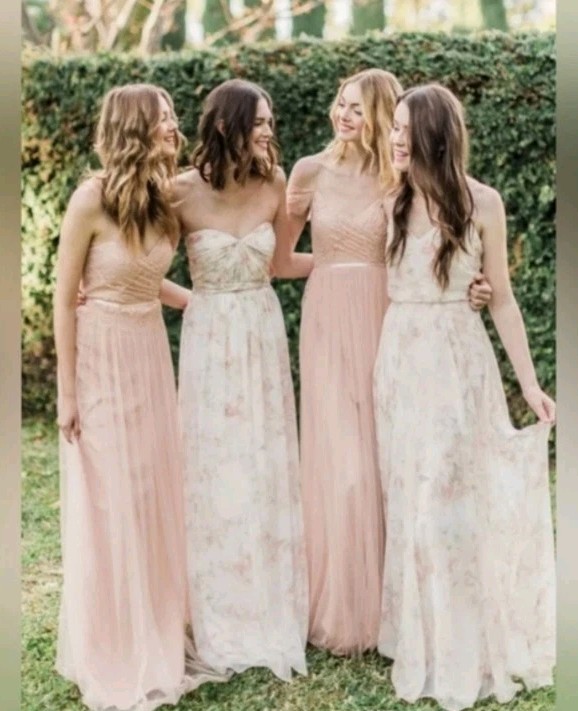 ivory pink bridesmaid dresses Jenny Yoo Floral Sleeveless Dress Beige Green Size 00 Neck Bridesmaid Dress with Collection VI-AU Quanisha Yellow Chiffon Dress COLOR:Martini Olive