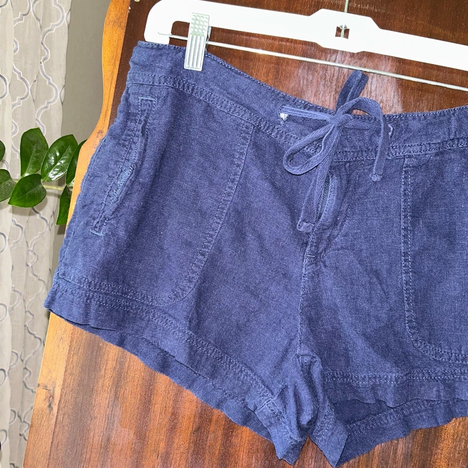 Pantalones Cortos Unionbay Para Mujer Talla 7 Azul Marino Mezcla de Lino Informales Cordón y2k Foto 3 de 4