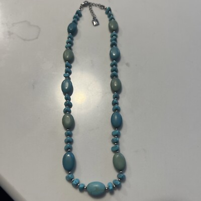 Chaps Faux Turquoise Teal Beaded Necklace