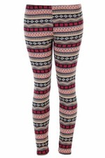 Women's Funny Ugly Christmas Sweater Pink Gray Snowflakes Leggings