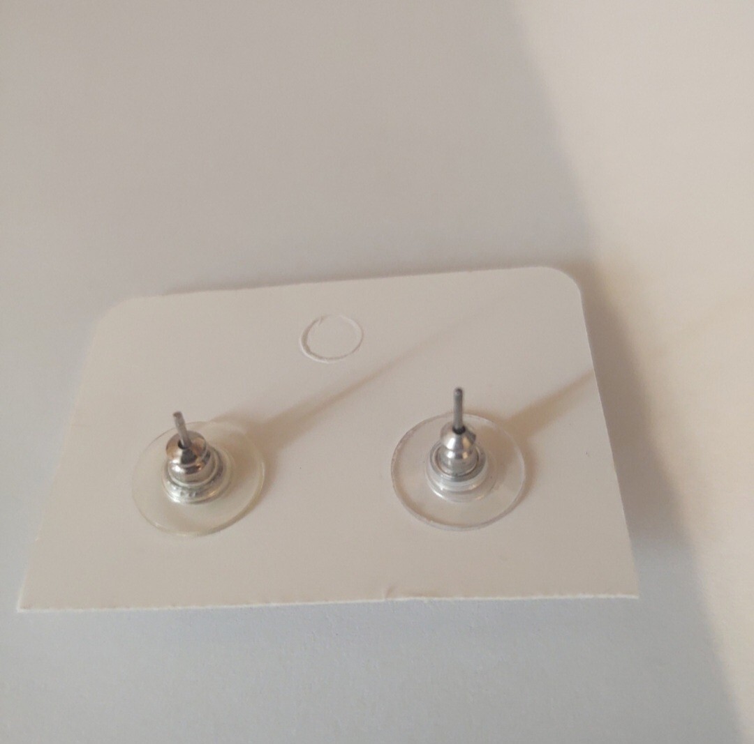 Silver Rectangular Diamond Stud Earrings - image 2